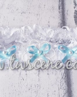 White and blue Garter multi bows