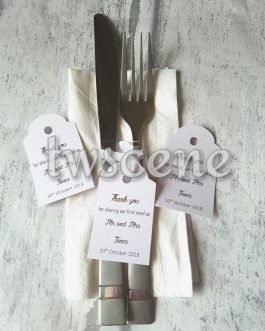 Thank you for sharing our first meal tags for weddings parties personalised 16pc