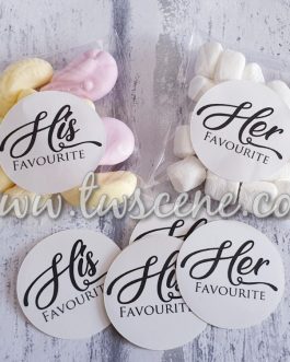 Sweet labels his favourite her favourite with bag option