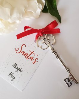Santa magic Key With Tag Personalised Optional Silver Finish Christmas Eve Gift