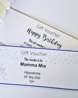 Single voucher sheet on card with sleeve