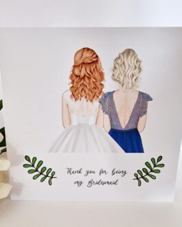 Thank you for being my bridesmaid, will you be my bridesmaid cartoon card