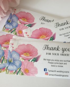 Business thank you for your order paper slips 100 pack floral flower generic