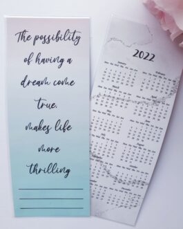 Inspirational bookmark with calendar