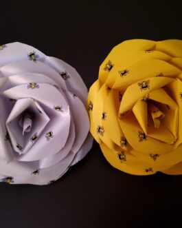 Handmade bee paper roses white or yellow single or bundle