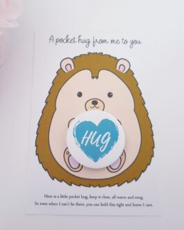 Pocket hug card with pocket hug and envelope hedgehog design