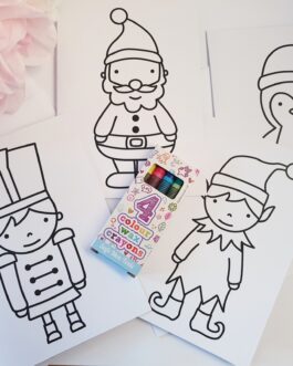 4 pack a6 Christmas colouring cards with crayons and envelopes