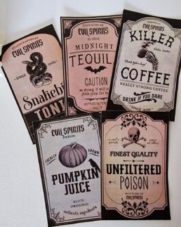 Halloween potion labels for bottle decoration 5 mixed