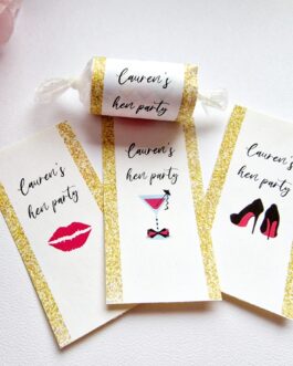 Personalised labels for love hearts hen party