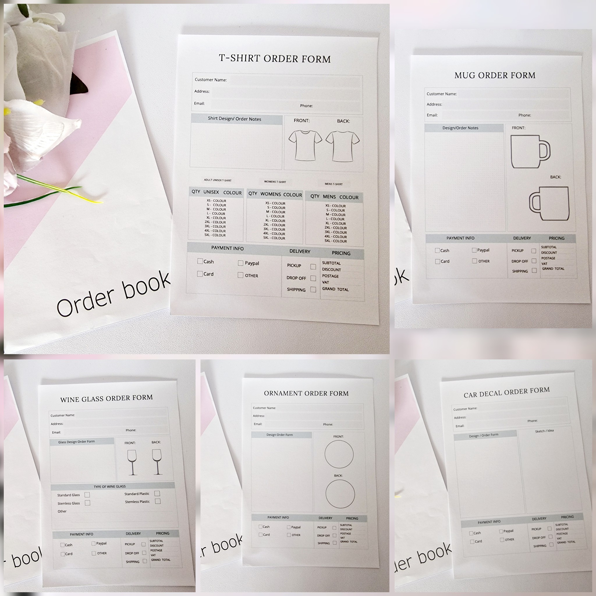 Business order book a5 specialised craft sheets
