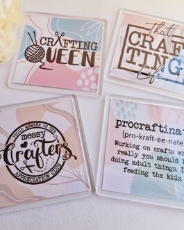 Crafting square acrylic coaster 90mm 4 designs single or bundle