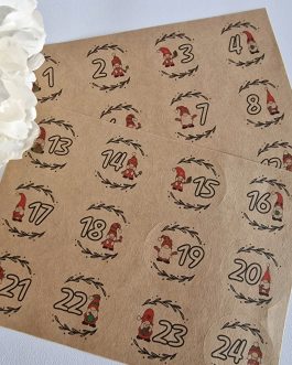 Gonk advent calendar 24 bags and 24 1.5 inch stickers