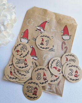 Gonk advent calendar 24 bags and 24 1.5 inch stickers