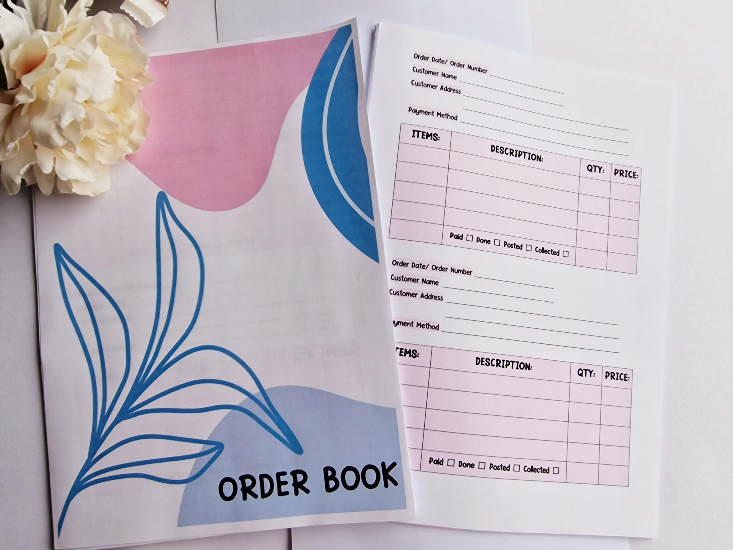 Premade a4 pink design order book