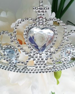 Plastic tiara with silver colour gems