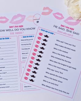 Hen party paper game sheets a5 2 designs