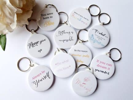 10 premade inspirational keyrings 45mm